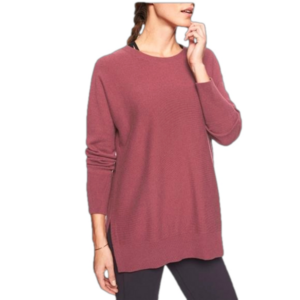 Athleta Maroon Wool Blend Sweatshirt Sweater M Loose fit Waffle weave